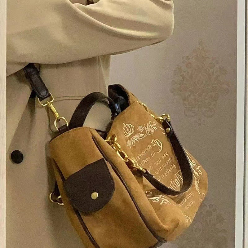 Embroidered Large Canvas Fairycore Crossbody Bag - fairypeony