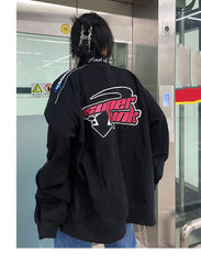 Vintage Embroidered Motorcycle Varsity Jacket - fairypeony