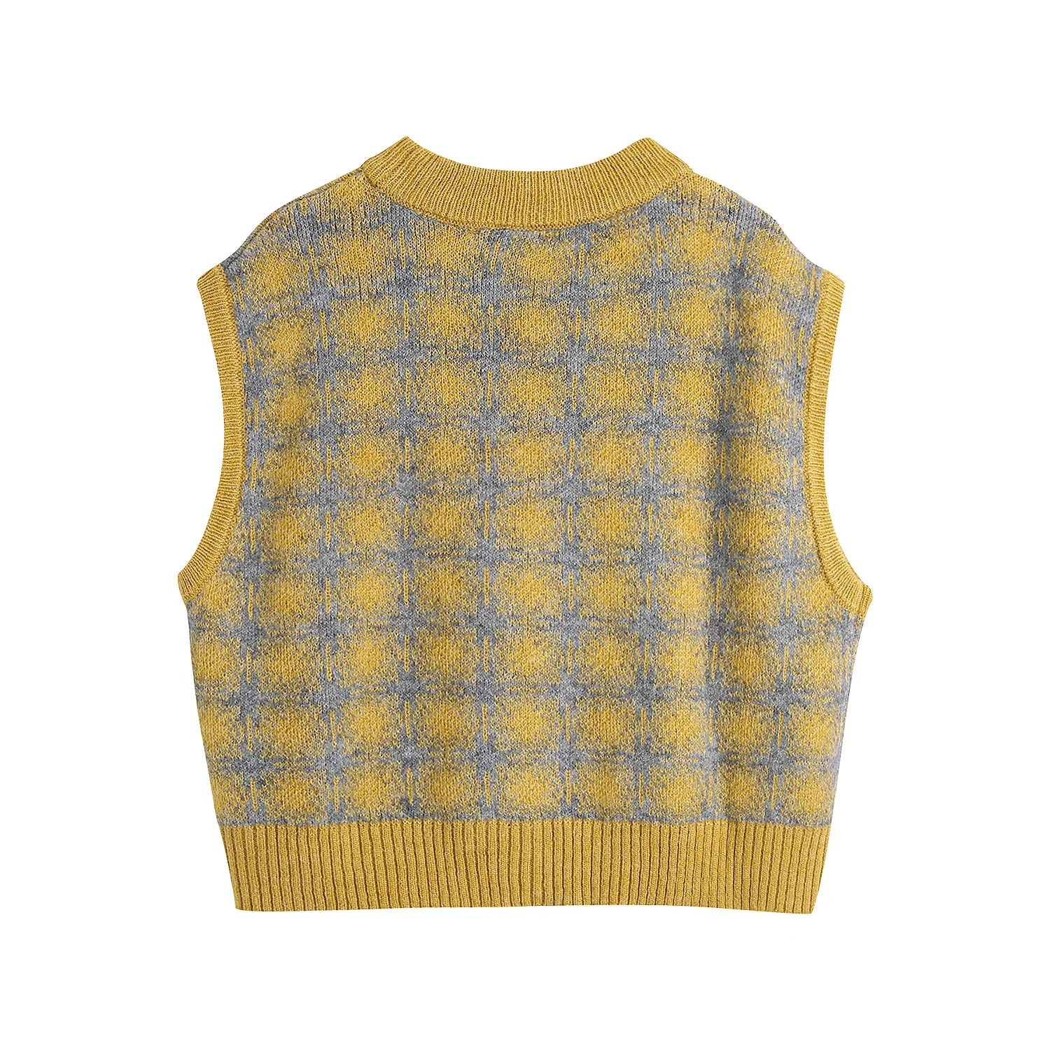 Vintage Jacquard Knit Vest, , women clothing, vintage-jacquard-knit-vest, yellow, fairypeony
