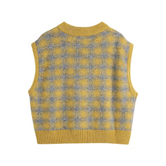 Vintage Jacquard Knit Vest, , women clothing, vintage-jacquard-knit-vest, yellow, fairypeony