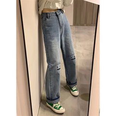 Straight High Waist Wide Leg Jeans, , women clothing, straight-high-waist-wide-leg-jeans, , fairypeony