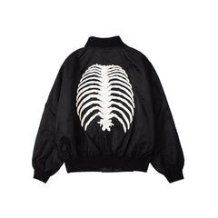 Skeleton Graphic Oversized Bomber Jacket, , women clothing, skeleton-graphic-oversized-bomber-jacket, , fairypeony