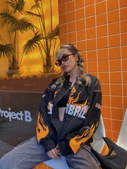 Retro Flame Varsity Jacket, , women clothing, retro-flame-varsity-jacket, black, fairypeony