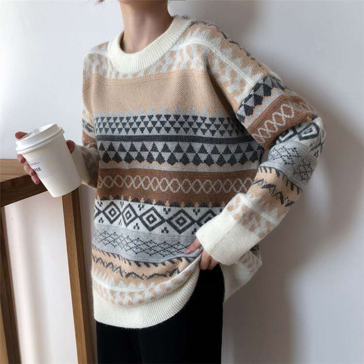 80's Grandma Knit Jumper, , women clothing, 80s-grandma-knit-jumper, grey, khaki, white, fairypeony