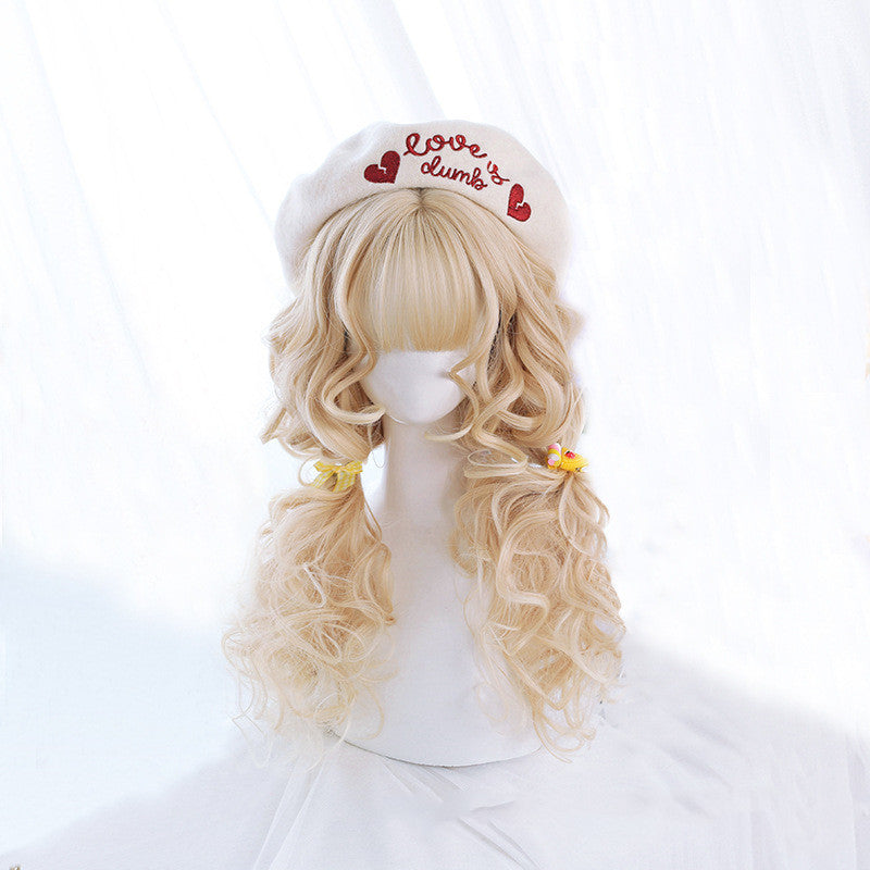 Chocolate & Walnut Harajuku Curly Wig, , women clothing, air-bangs-high-temperature-silk-chemical-fiber-wig, , fairypeony