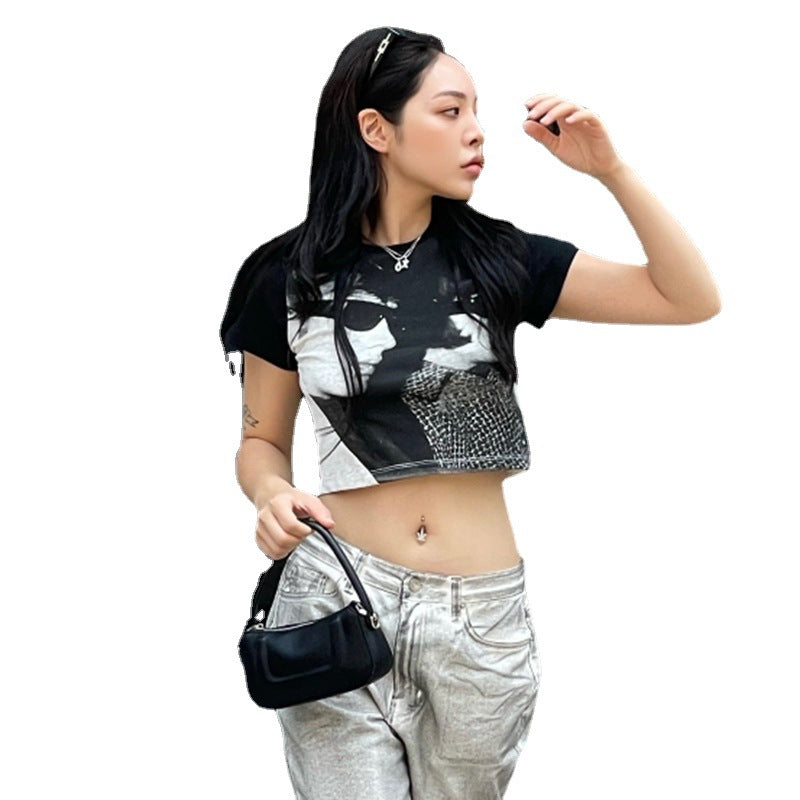 Vintage Figure Graphic Crop Top - fairypeony