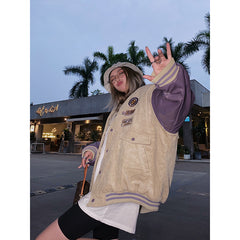 Badge Patch Corduroy Varsity Jacket, , women clothing, badge-patch-corduroy-varsity-jacket, , fairypeony