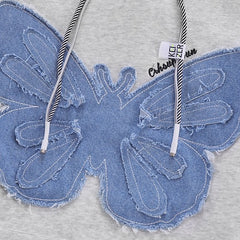 Patchwork Denim Butterfly Vintage Hoodie - fairypeony