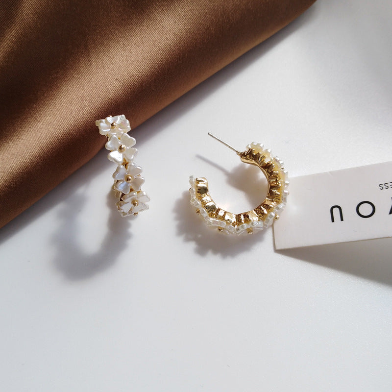 Flower White Earrings, , women clothing, flower-white-earrings, , fairypeony