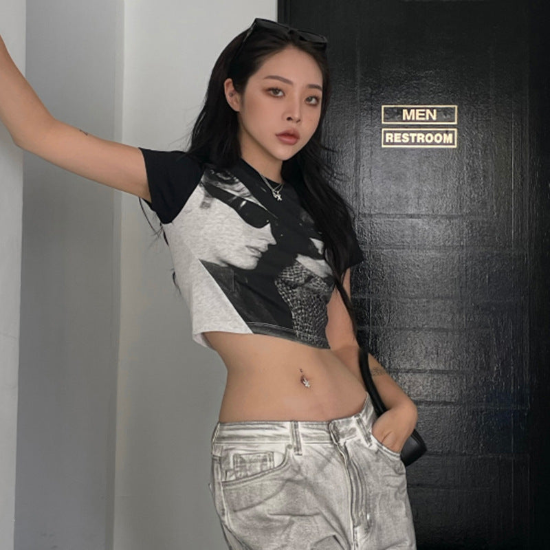 Vintage Figure Graphic Crop Top - fairypeony