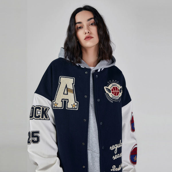 Blue Basketball Jacket, , women clothing, blue-baseball-jacket, , fairypeony