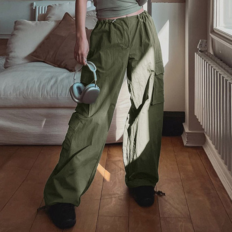 Ruched Parachute Baggy Cargo Pants - fairypeony