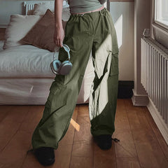 Ruched Parachute Baggy Cargo Pants - fairypeony