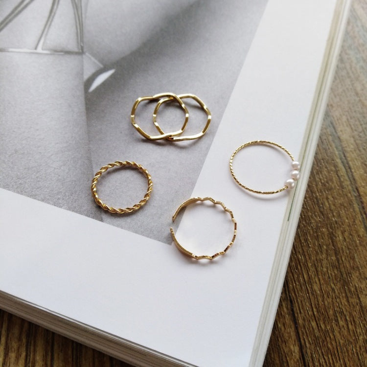 Simple Wavy Ring Five-Piece Set, , women clothing, simple-wavy-ring-five-piece-set, , fairypeony