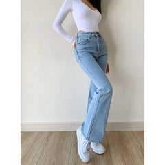 Washed High Waist Slim Flare Jeans, , women clothing, washed-high-waist-slim-flare-jeans, , fairypeony