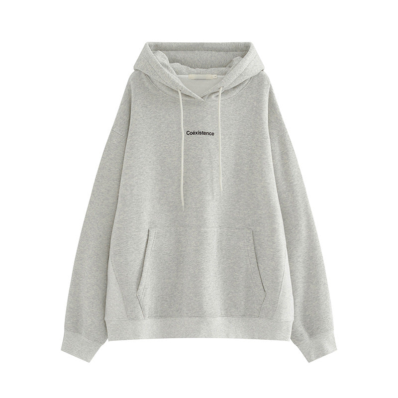 Letter Embroidery Baggy Hoodie, , women clothing, letter-embroidery-baggy-hoodie, , fairypeony
