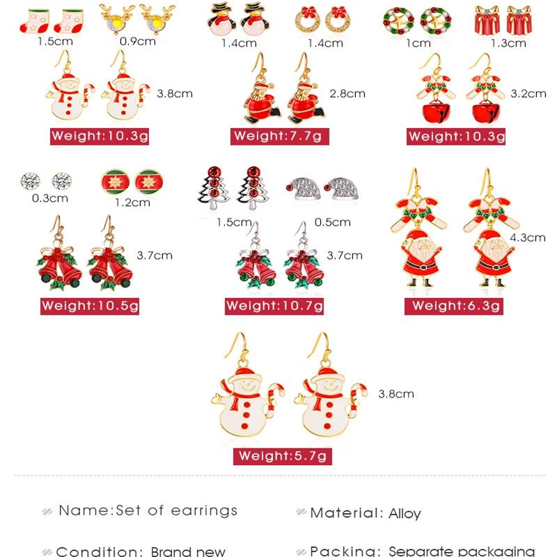 Christmas Three-Piece Santa Claus Bell Earrings, , women clothing, christmas-three-piece-santa-claus-bell-earrings, , fairypeony
