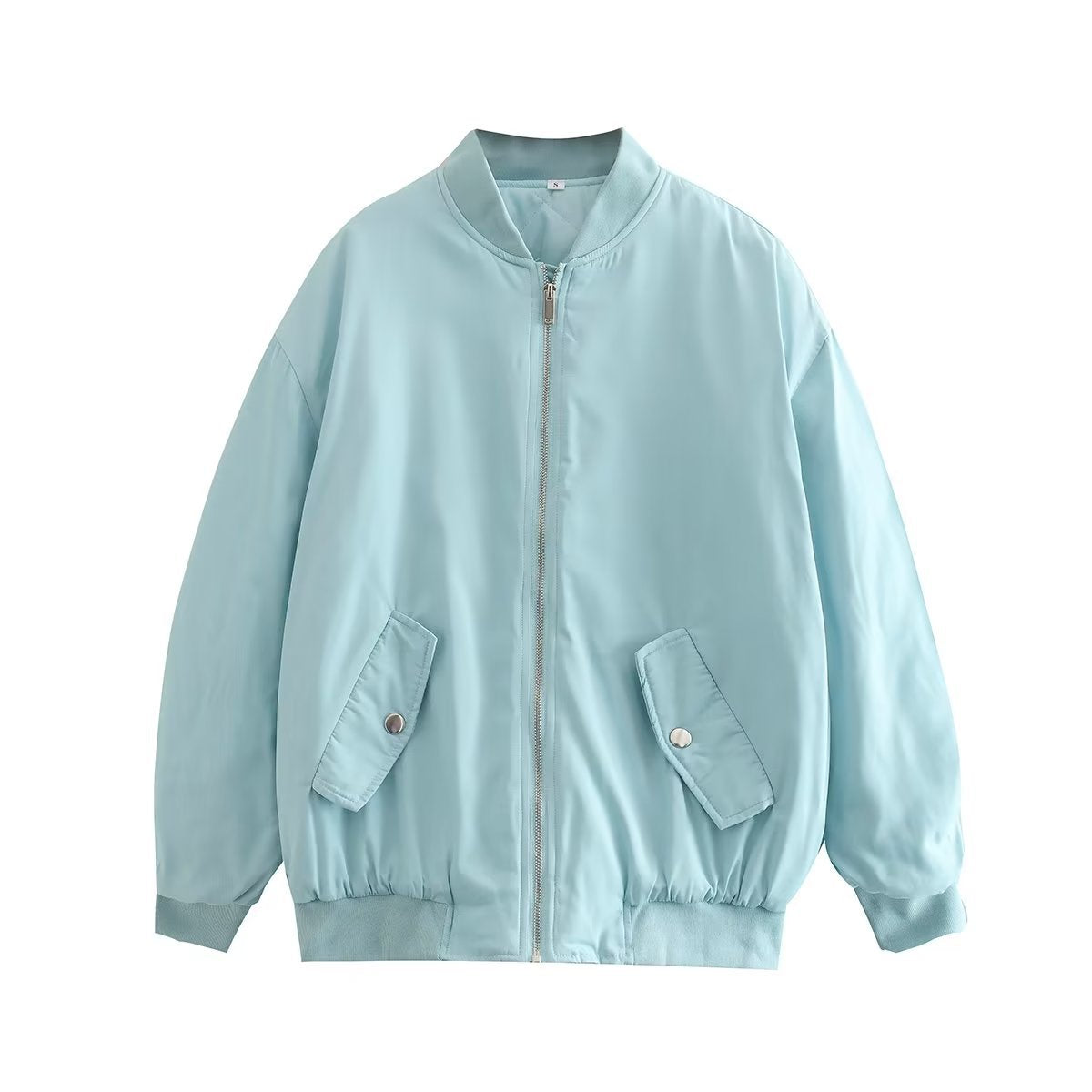 Simple Basic Zip Up Bomber Jacket - fairypeony
