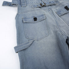 Cutout Belted Straight Leg Cargo Jeans - fairypeony