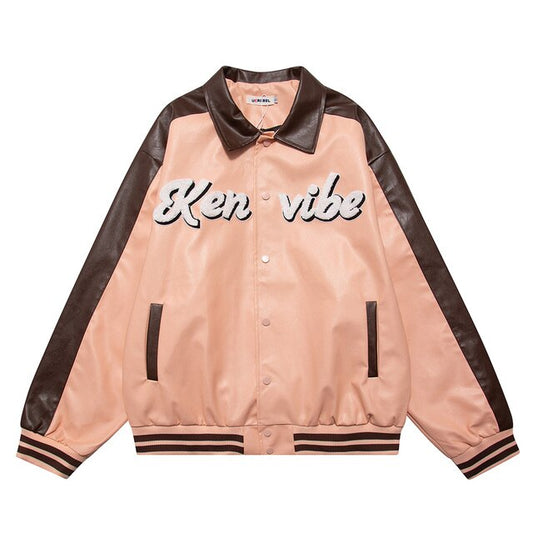 Oversized Pu Leather Varsity Jacket, , women clothing, oversized-pu-leather-varsity-jacket-1, , fairypeony
