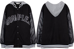 Street Hooded Varsity Jacket, , women clothing, street-hooded-varsity-jacket, black, fairypeony