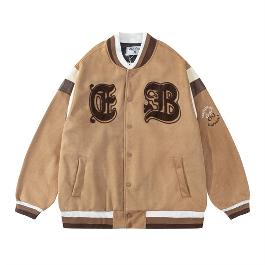 Vintage Coffee Cream Varsity Jacket, , women clothing, vintage-coffee-cream-varsity-jacket, black, brown, fairypeony