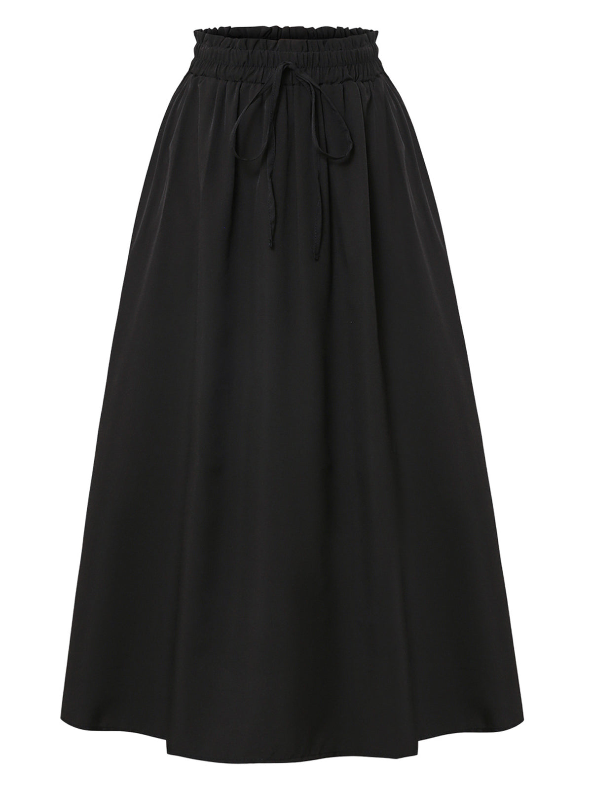 Drawstring Waist Casual Midi Skirt with Pockets - fairypeony