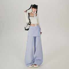 Hot Girl Bandage Dress Fake Two-piece Casual Wide-leg Pants Slimming Straight-leg Trousers