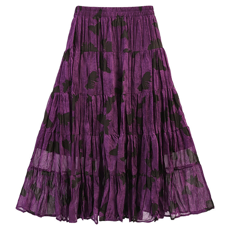Casual Floral Umbrella Maxi Skirt - fairypeony