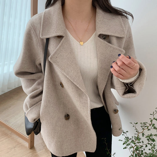 Shawl Collar Double Breasted Loose Jacket