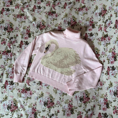 Womens Elegant Swan Pattern Loose Turtleneck Sweater