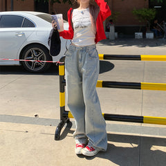 Vintage Blue Wash Straight Leg Boyfriend Jeans