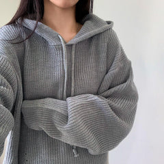 Solid Color Oversized Hooded Sweater