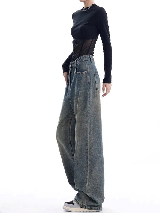 Vintage Dark Wash High Waist Boyfriend Jeans