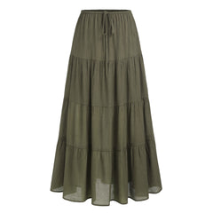 Womens High Waist Long Skirt with Lace-Up Back
