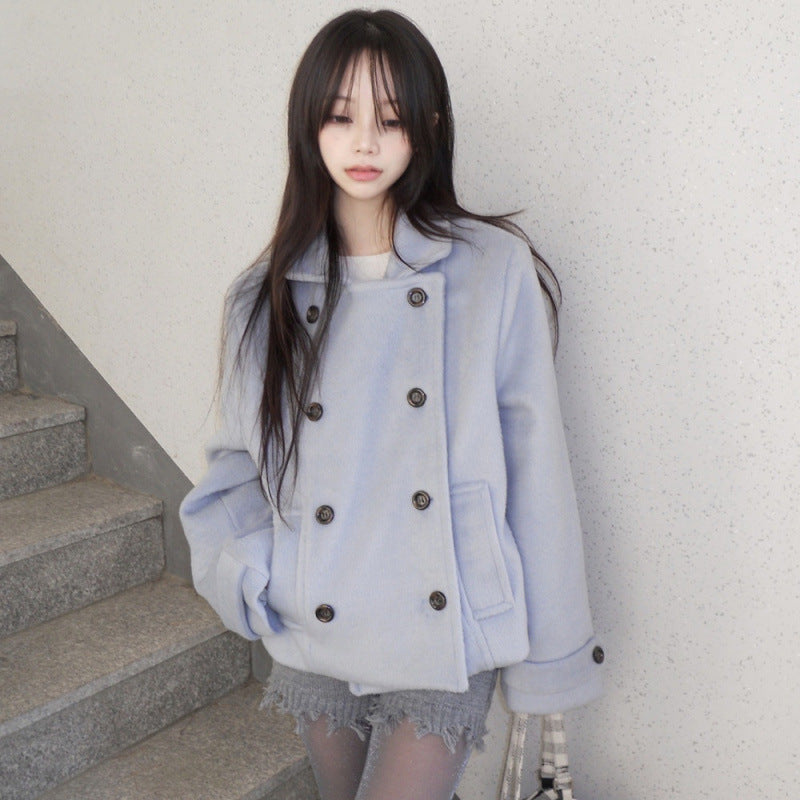 Womens Double Breasted Wool Coat