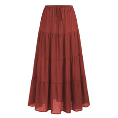 Womens High Waist Long Skirt with Lace-Up Back