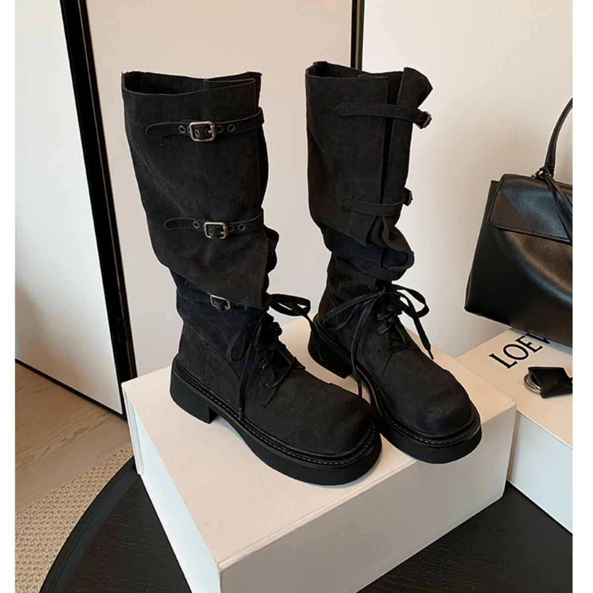 Motorcycle Belted high Boots