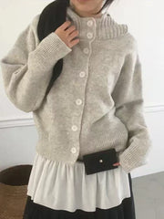 Hooded Knit Cardigan – Oversized Button-Up Sweater Jacket