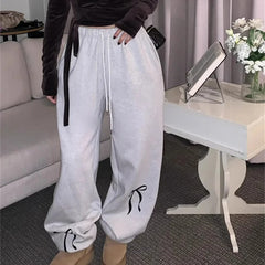 Vintage Bow Print Baggy Sweatpants