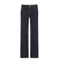 Letter Embroidery Low-Waist Flared Jeans