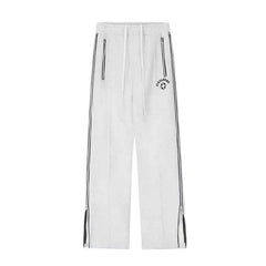 Side Zip Up Stretchy Waist Loose Sweatpants - fairypeony