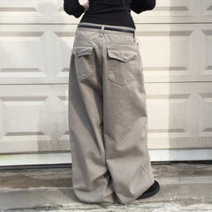 High-Waist Curved Wide-Leg Jeans – Banana Cut Denim Trousers