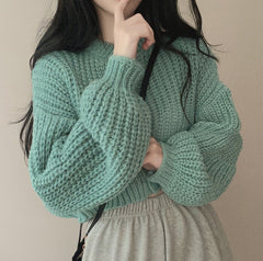 Aesthetic Round Neck Button Cardigan