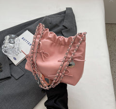 Coquette Bow Tie Leather Shoulder Bag - fairypeony
