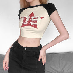 Vintage Star Logo Raglan Short Sleeve Tee - fairypeony