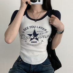 Vintage Star Raglan Short Sleeve Tee - fairypeony