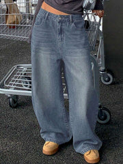 Loose Wide-Leg Floor-Length Jeans