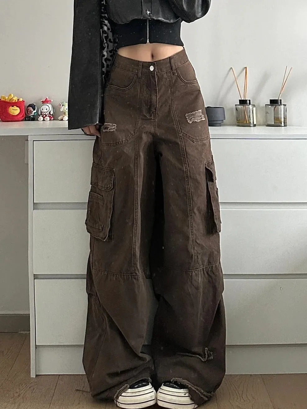 Vintage Wide Leg Loose Cargo Jeans