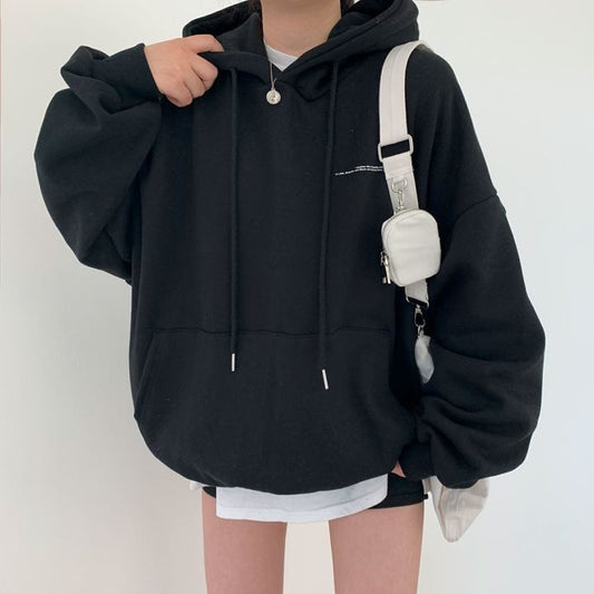 Vintage Moon Print Oversized Pullover Hoodie